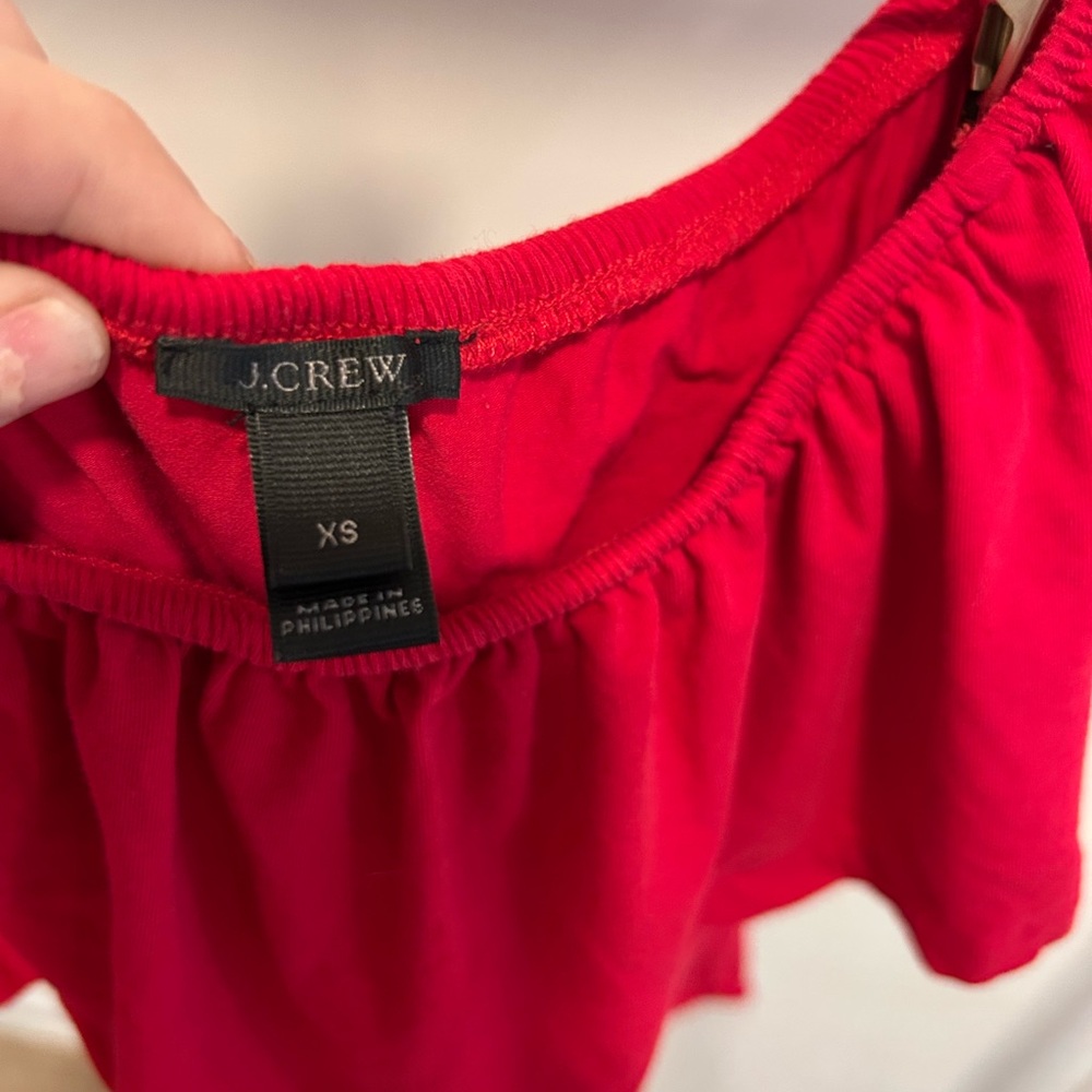 J. Crew Red Off-Shoulder Ruffle Bodysuit - Picture 2 of 3